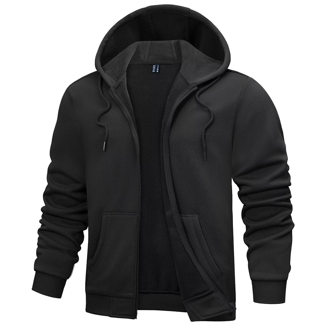 TACVASEN Black Men's Full Zip - Up Casual Active Hoodie