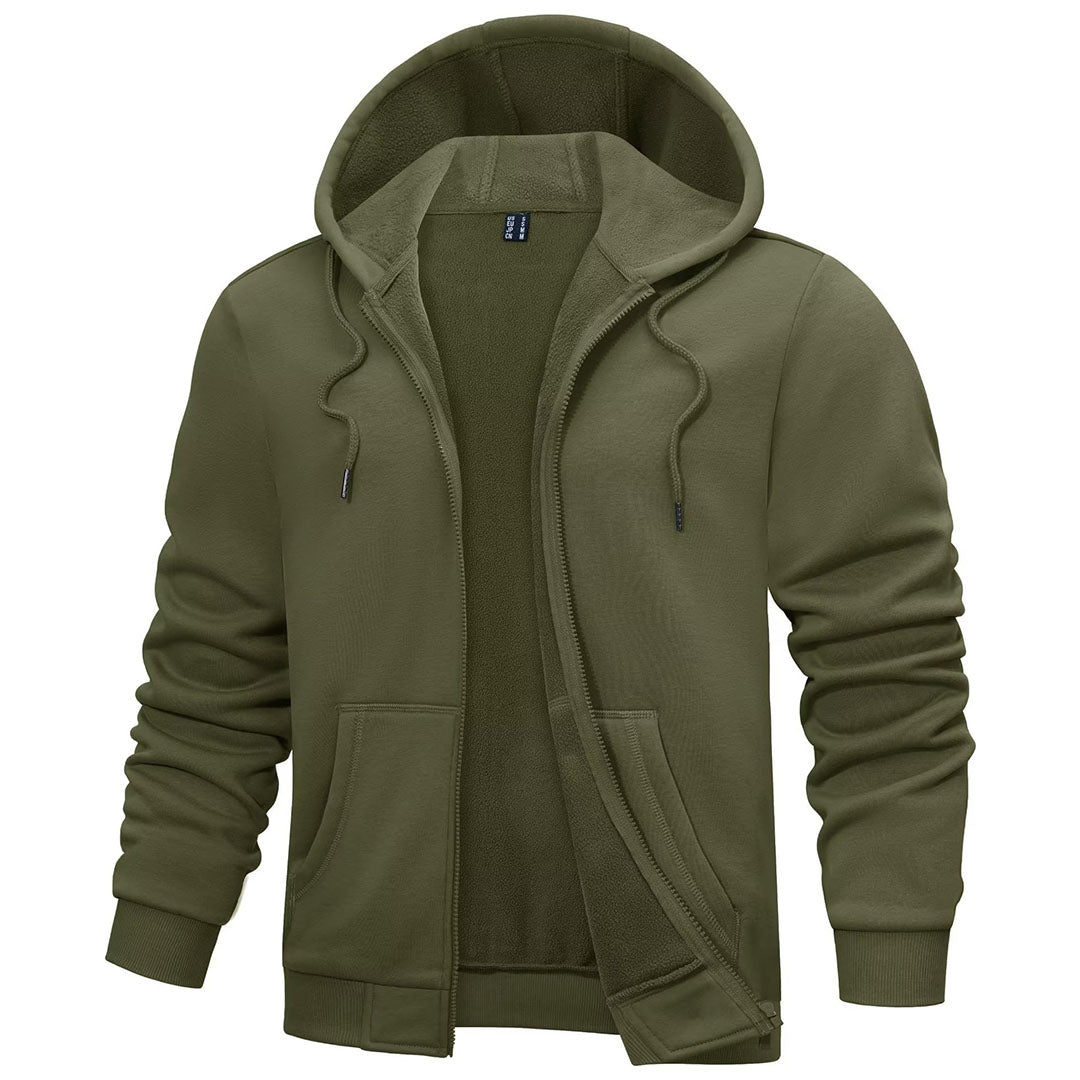 TACVASEN Army Green Men's Full Zip - Up Casual Active Hoodie