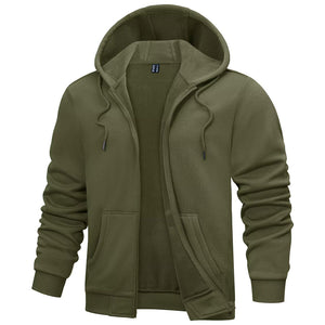 TACVASEN Army Green Men's Full Zip - Up Casual Active Hoodie