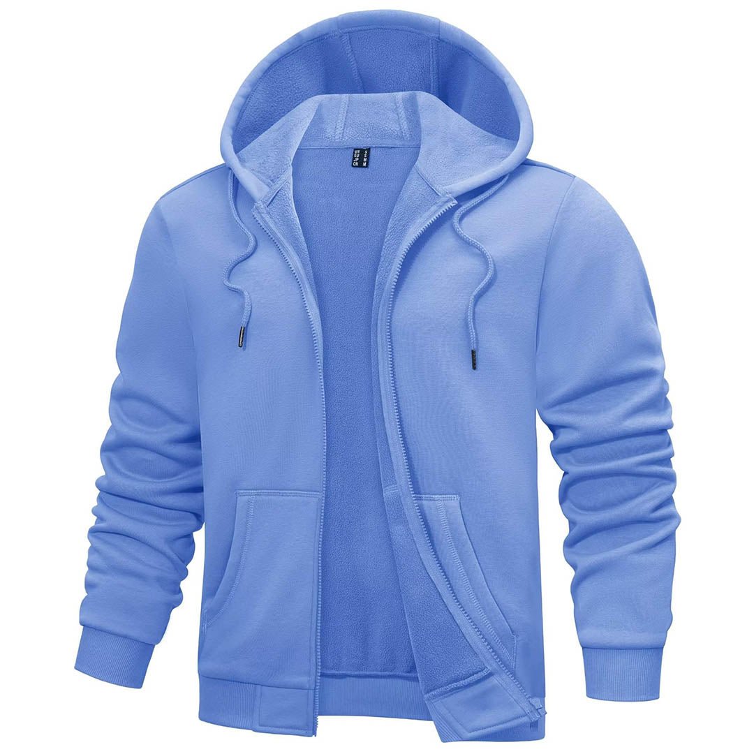 TACVASEN Light Blue Men's Full Zip - Up Casual Active Hoodie