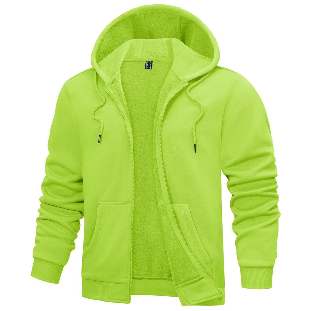 TACVASEN Yellow Green Men's Full Zip - Up Casual Active Hoodie