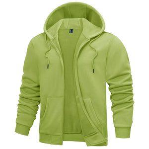 TACVASEN Olive Green Men's Full Zip - Up Casual Active Hoodie
