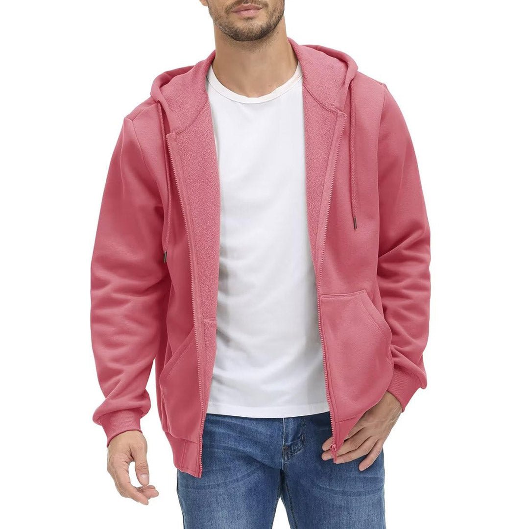 TACVASEN Grey Pink Men's Full Zip - Up Casual Active Hoodie