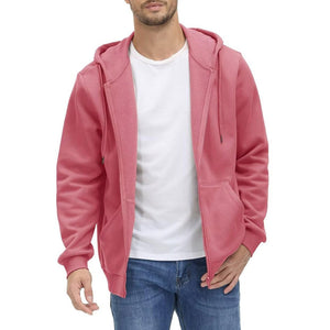 TACVASEN Grey Pink Men's Full Zip - Up Casual Active Hoodie