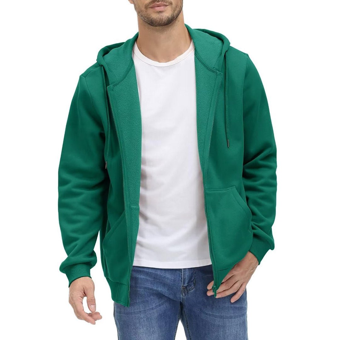 TACVASEN Emerald Green Men's Full Zip - Up Casual Active Hoodie