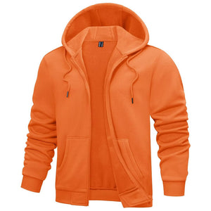 TACVASEN Orange Men's Full Zip - Up Casual Active Hoodie