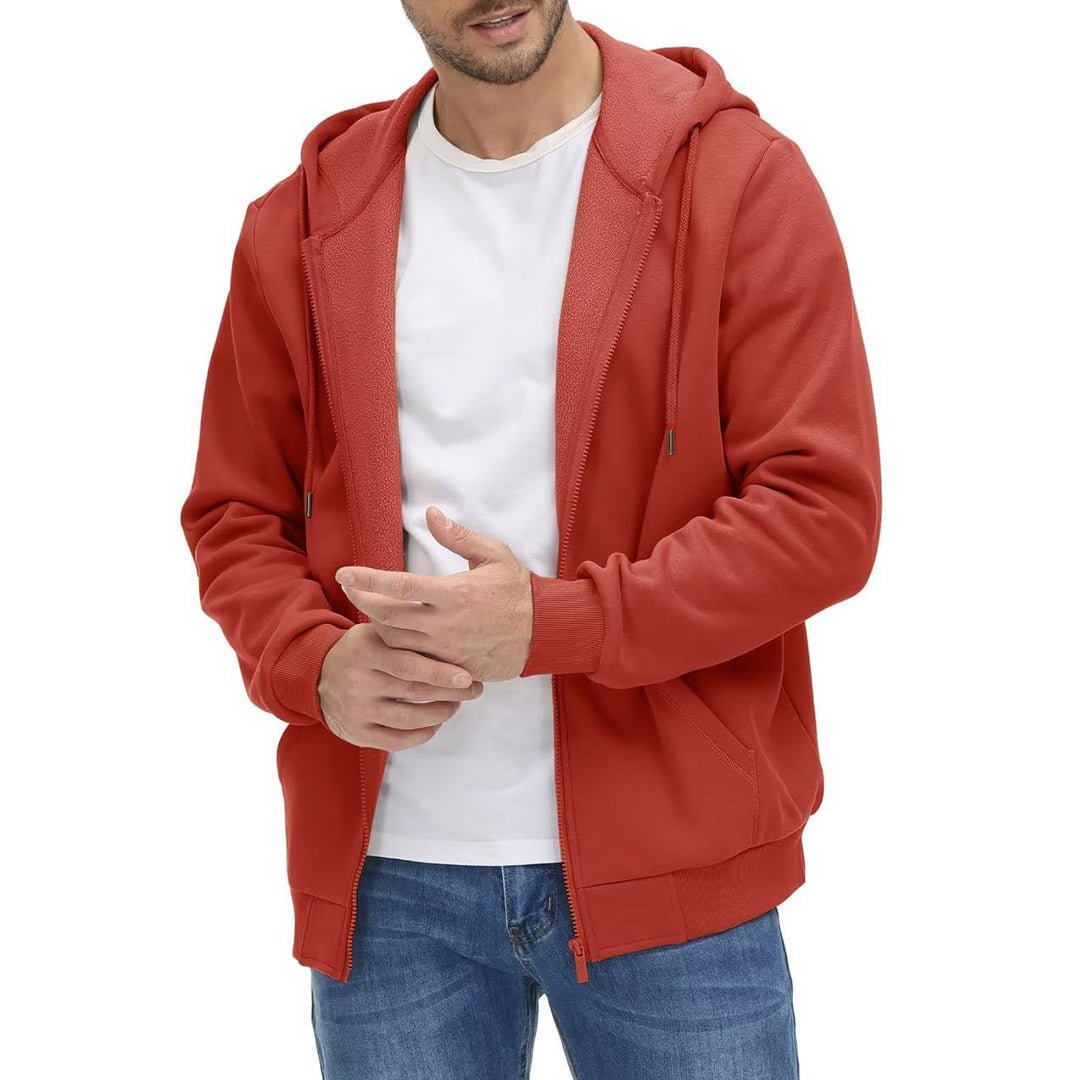TACVASEN Orange Red Men's Full Zip - Up Casual Active Hoodie