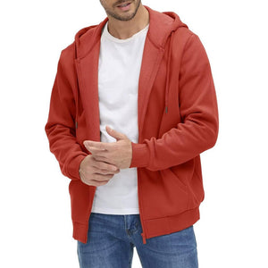 TACVASEN Orange Red Men's Full Zip - Up Casual Active Hoodie