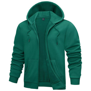 TACVASEN Emerald Green Men's Full Zip - Up Casual Active Hoodie