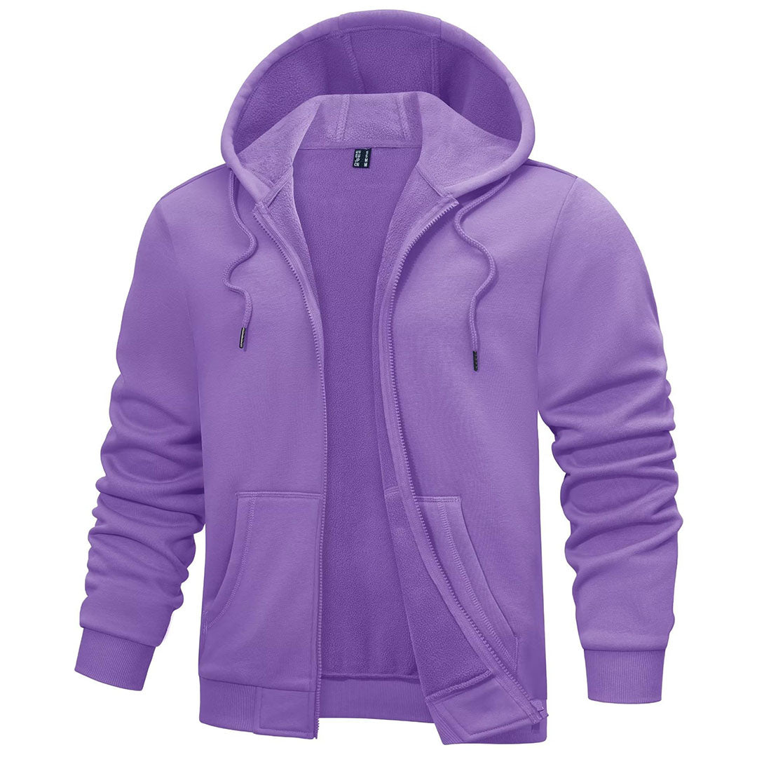 TACVASEN Light Purple Men's Full Zip - Up Casual Active Hoodie