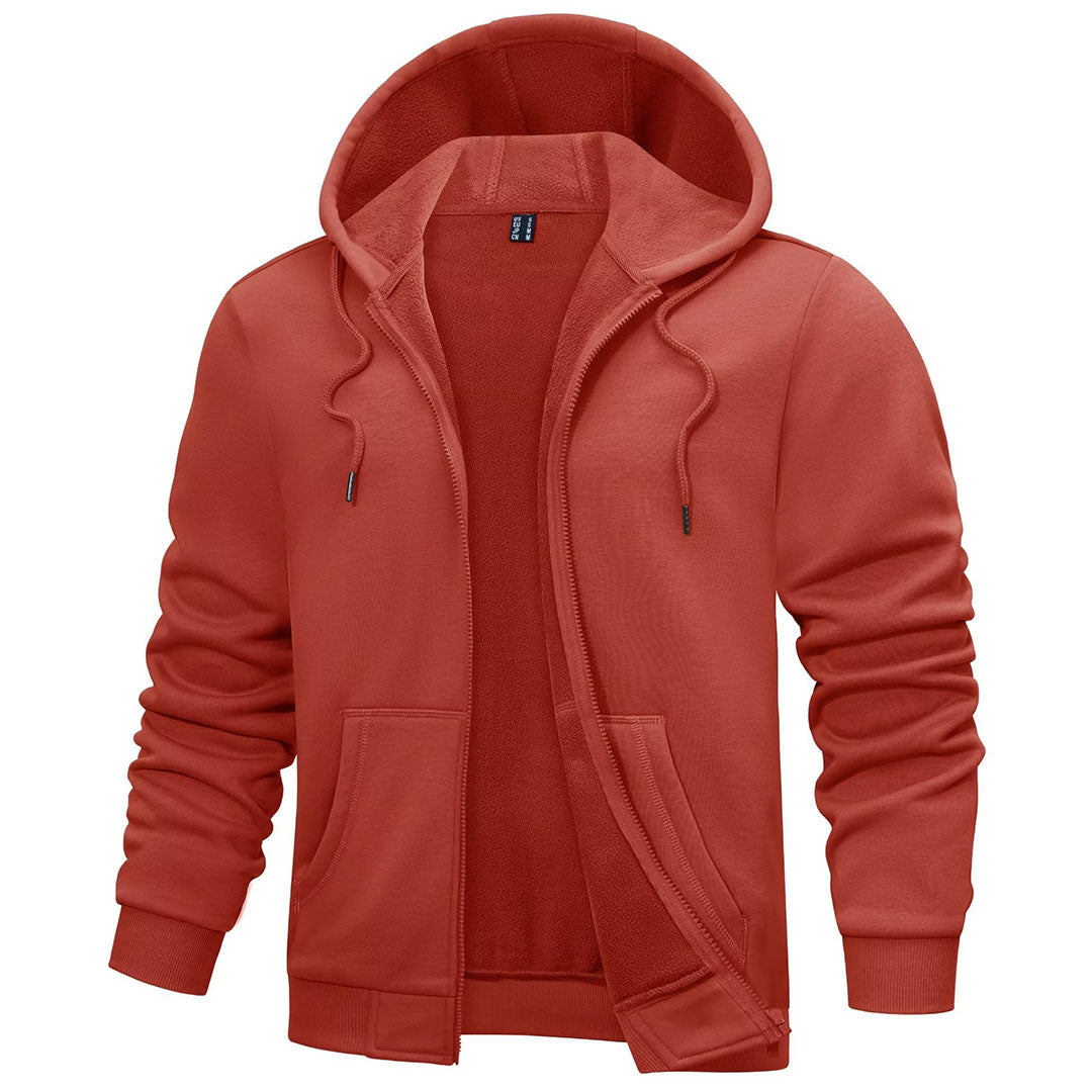 TACVASEN Orange Red Men's Full Zip - Up Casual Active Hoodie