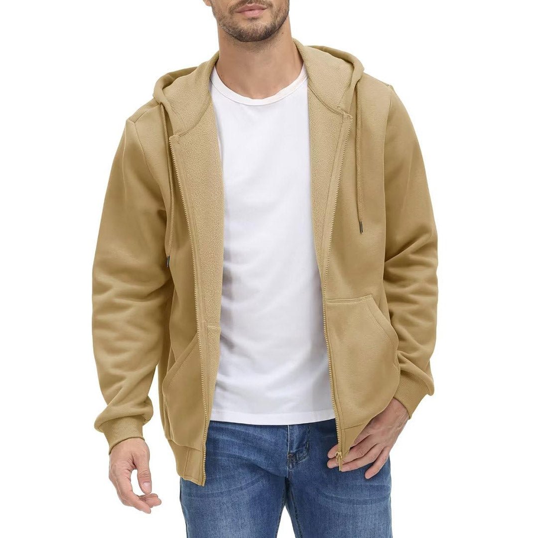 TACVASEN Khaki Men's Full Zip - Up Casual Active Hoodie
