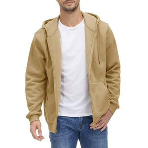 TACVASEN Khaki Men's Full Zip - Up Casual Active Hoodie