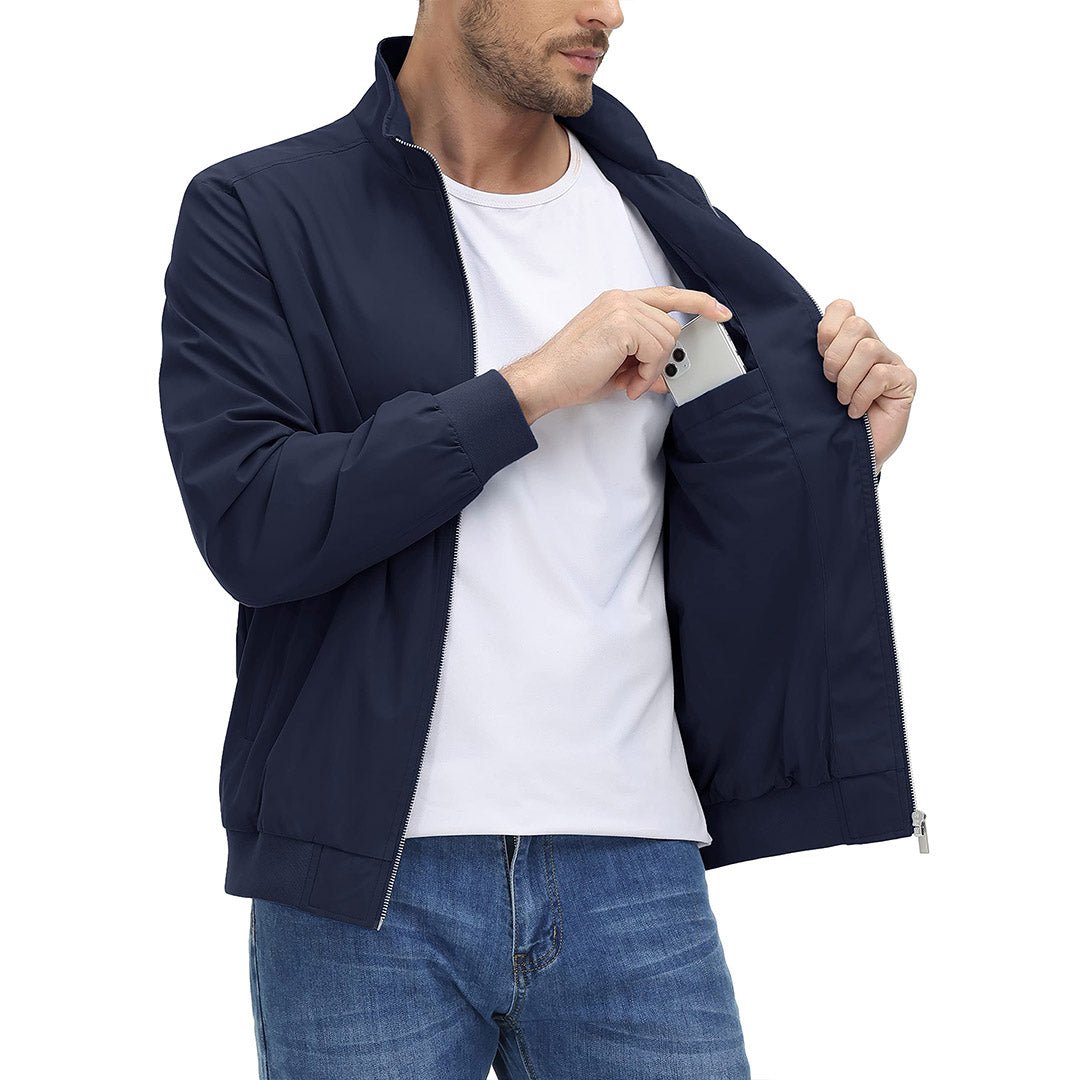 TACVASEN Navy Men's Lightweight Casual Bomber Jacket