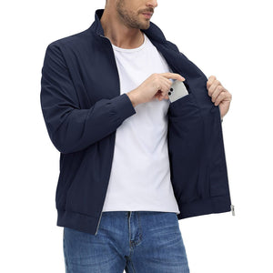 TACVASEN Navy Men's Lightweight Casual Bomber Jacket