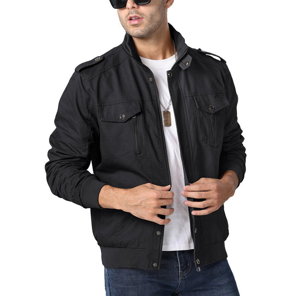 Men's Lightweight Casual Cotton Military Cargo Jacket - Men's Coats