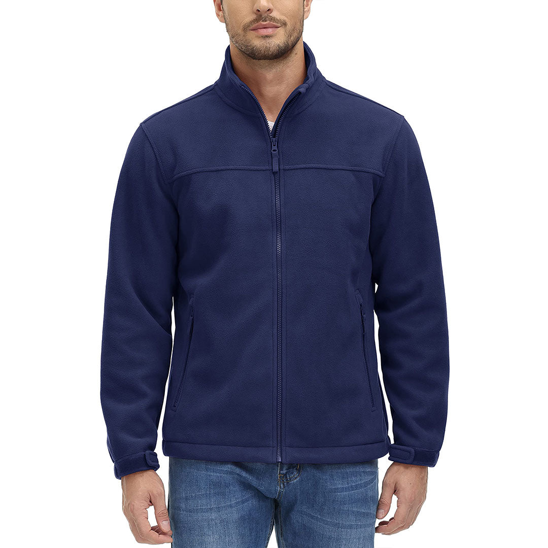 TACVASEN Navy Men's Lightweight Full Zip Casual Fleece Jacket