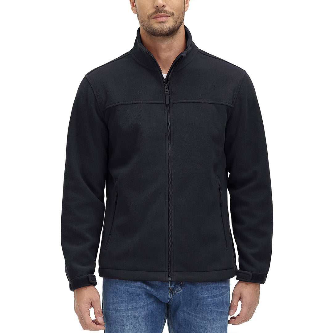 TACVASEN Black Men's Lightweight Full Zip Casual Fleece Jacket