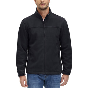 TACVASEN Black Men's Lightweight Full Zip Casual Fleece Jacket