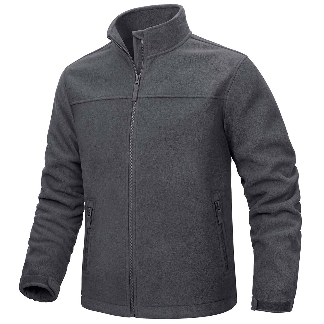 TACVASEN Dark Grey Men's Lightweight Full Zip Casual Fleece Jacket