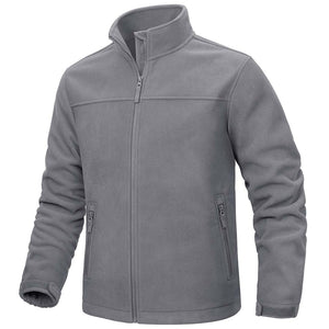 TACVASEN Light Grey Men's Lightweight Full Zip Casual Fleece Jacket