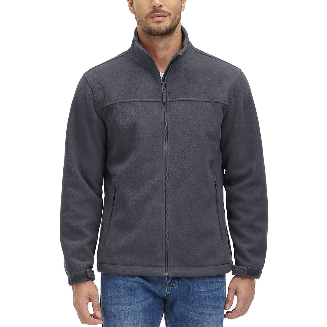 TACVASEN Dark Grey Men's Lightweight Full Zip Casual Fleece Jacket