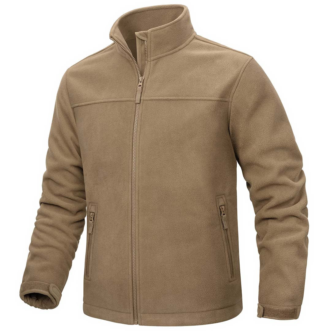 TACVASEN Khaki Men's Lightweight Full Zip Casual Fleece Jacket
