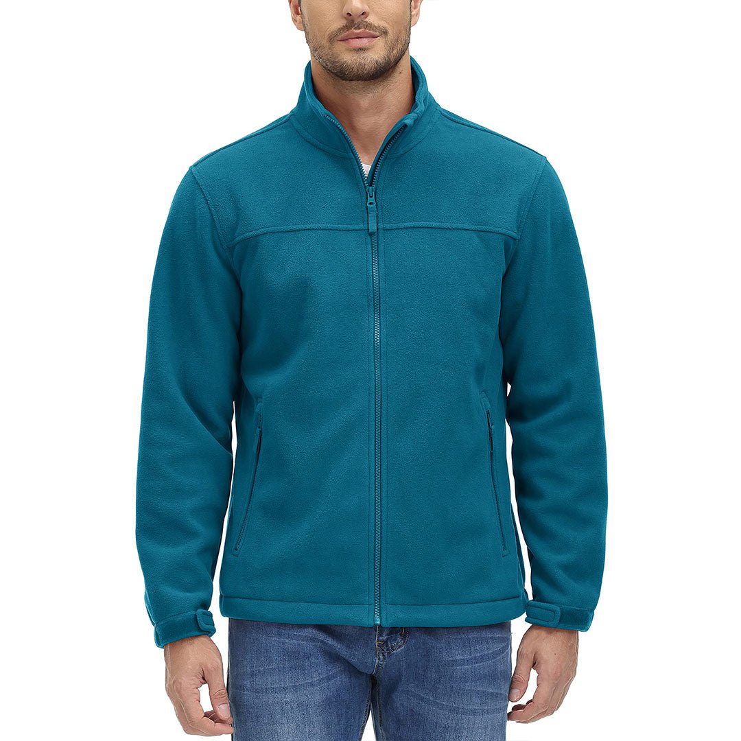 TACVASEN Lake Blue Men's Lightweight Full Zip Casual Fleece Jacket