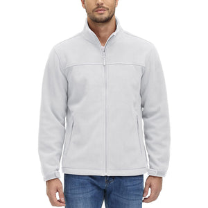 TACVASEN White Men's Lightweight Full Zip Casual Fleece Jacket