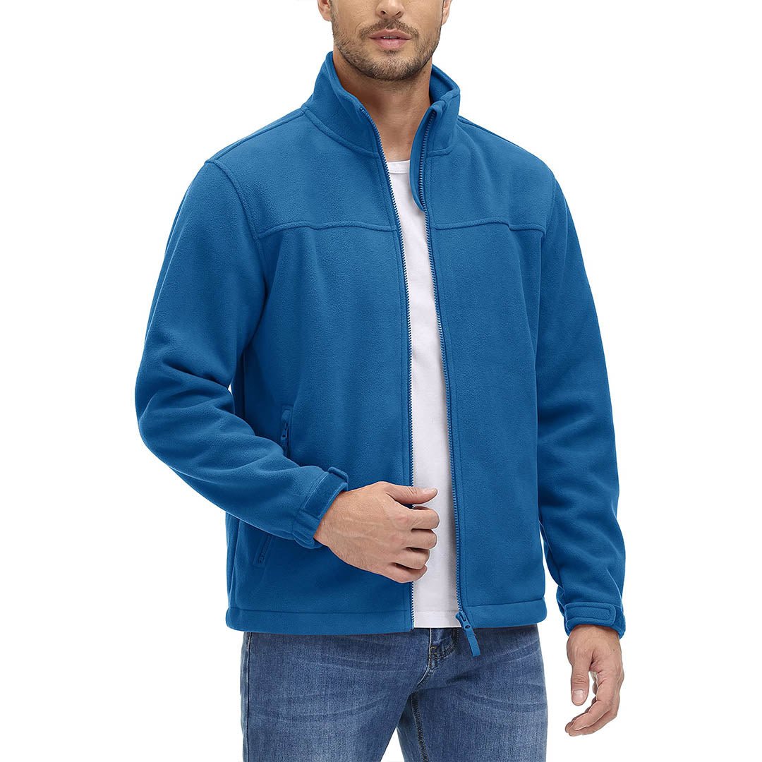 TACVASEN Blue Green Men's Lightweight Full Zip Casual Fleece Jacket