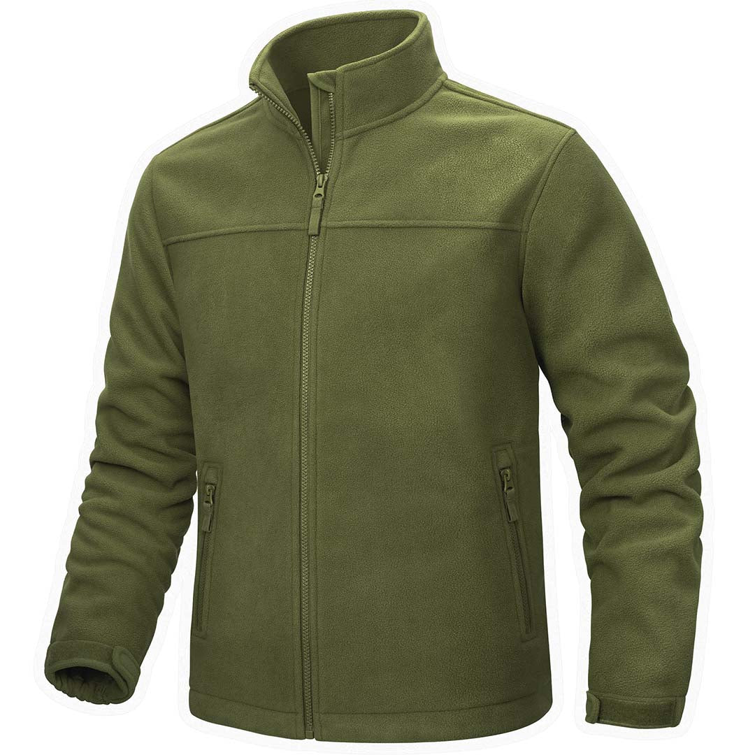 TACVASEN Army Green Men's Lightweight Full Zip Casual Fleece Jacket