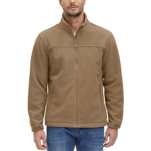 TACVASEN Khaki Men's Lightweight Full Zip Casual Fleece Jacket