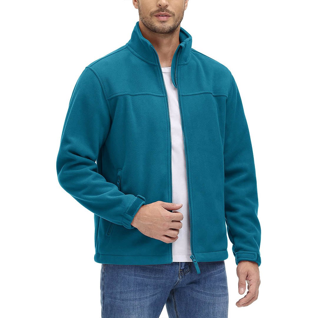 TACVASEN Lake Blue Men's Lightweight Full Zip Casual Fleece Jacket
