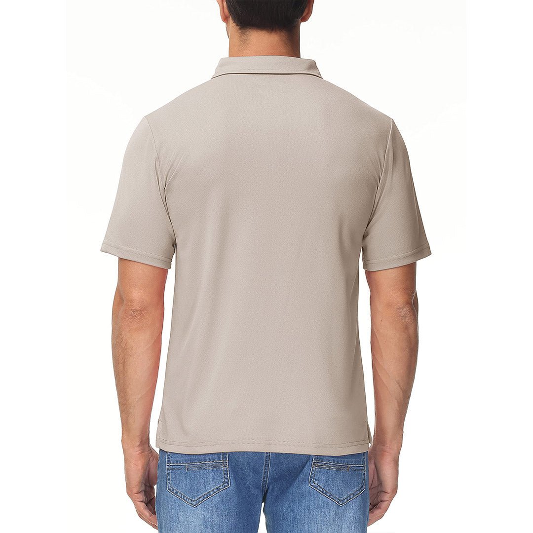 TACVASEN Khaki Men's Lightweight Hiking Fishing Polo Shirts