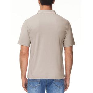 TACVASEN Khaki Men's Lightweight Hiking Fishing Polo Shirts