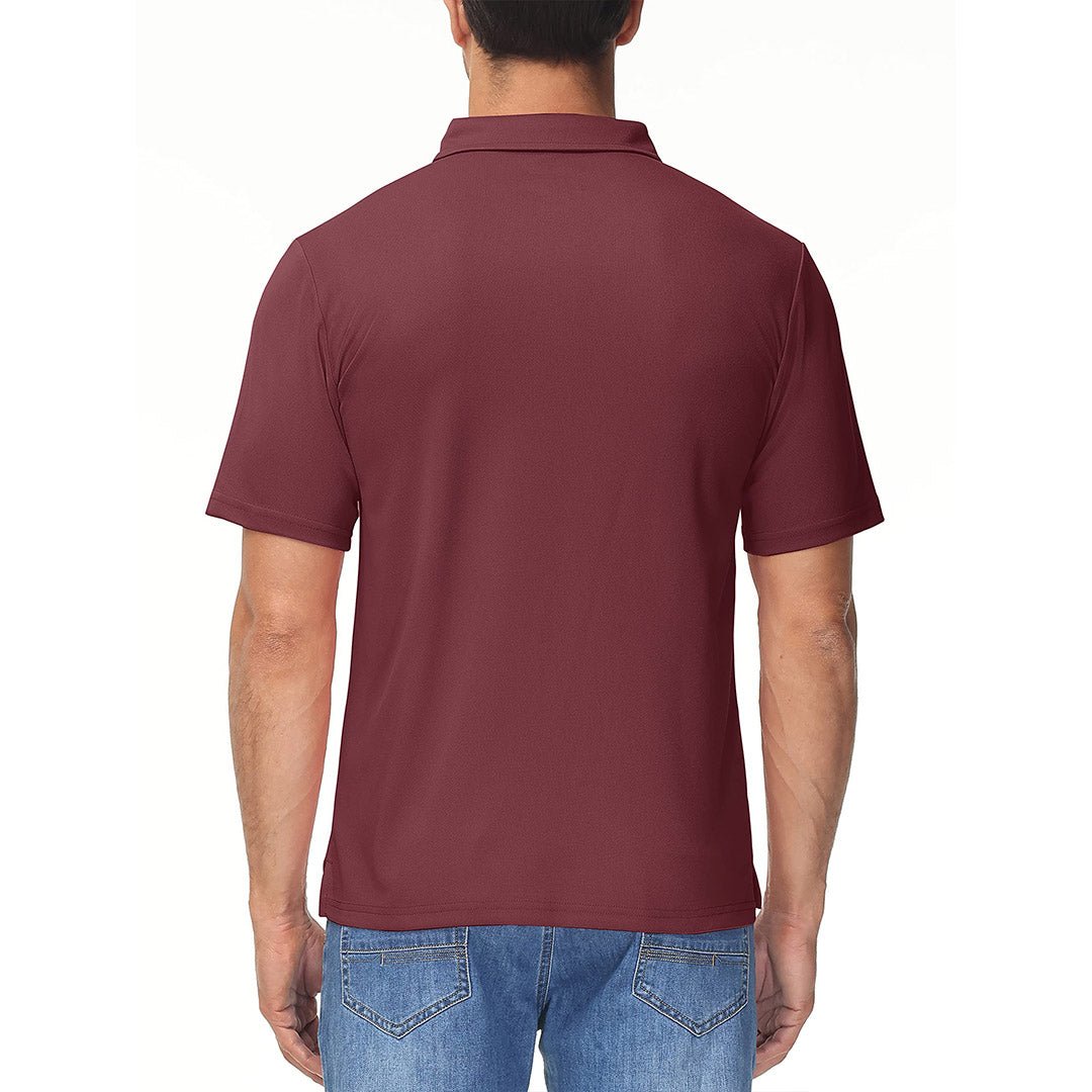 TACVASEN Burgundy Men's Lightweight Hiking Fishing Polo Shirts
