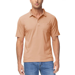 TACVASEN Apricot Men's Lightweight Hiking Fishing Polo Shirts