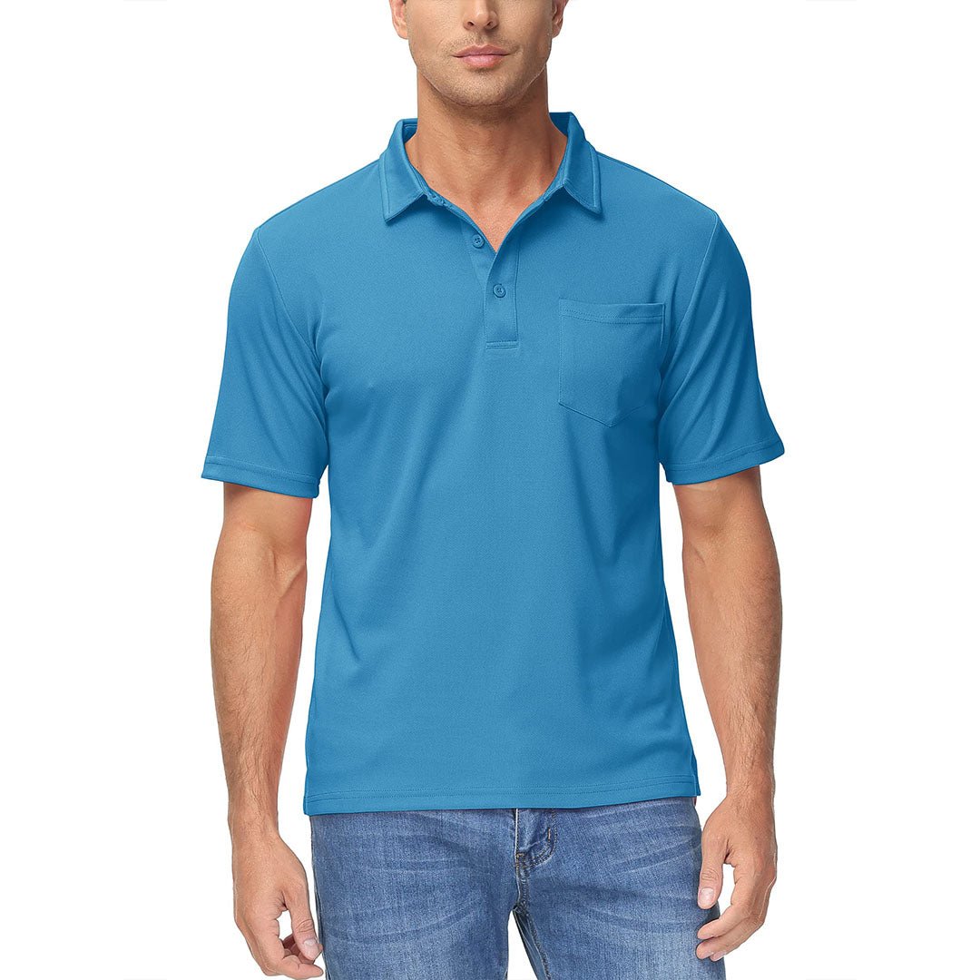 TACVASEN Blue Green Men's Lightweight Hiking Fishing Polo Shirts