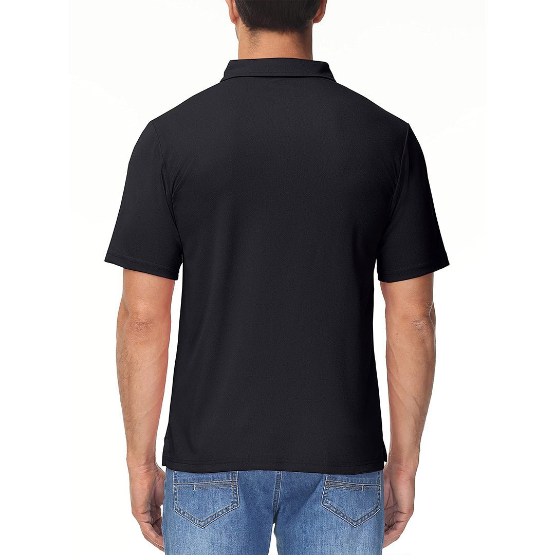 TACVASEN Black Men's Lightweight Hiking Fishing Polo Shirts