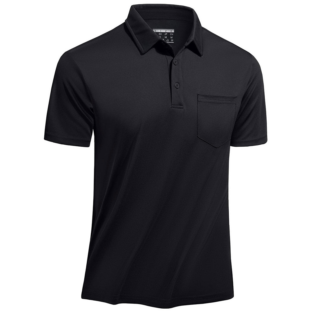 TACVASEN Black Men's Lightweight Hiking Fishing Polo Shirts