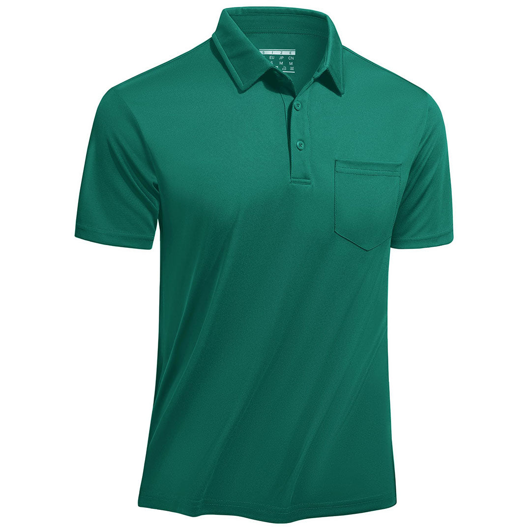 TACVASEN Emerald Green Men's Lightweight Hiking Fishing Polo Shirts