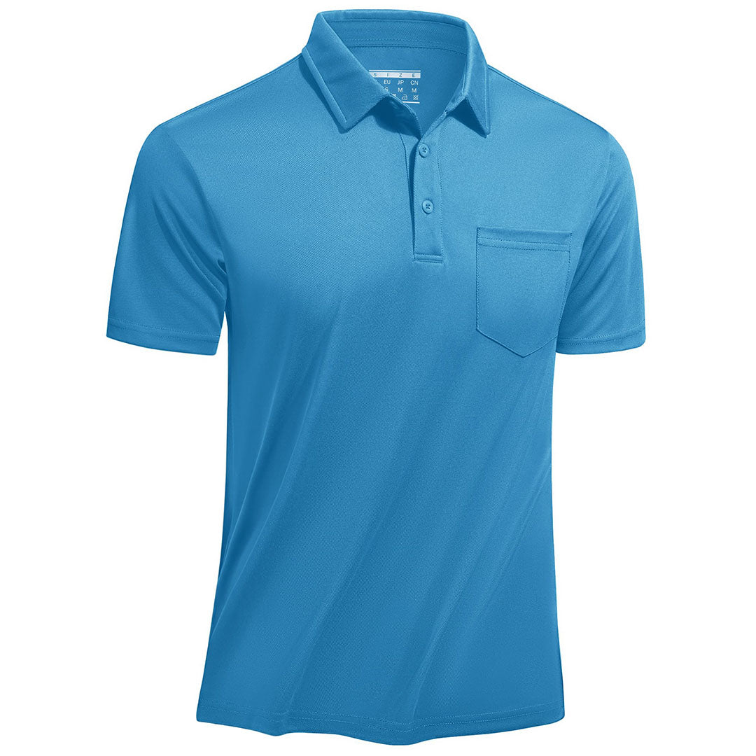 TACVASEN Blue Green Men's Lightweight Hiking Fishing Polo Shirts