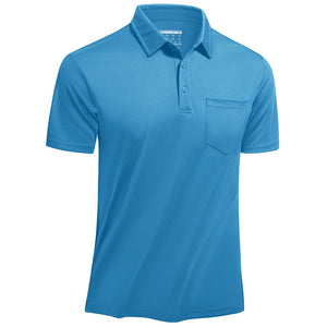TACVASEN Blue Green Men's Lightweight Hiking Fishing Polo Shirts