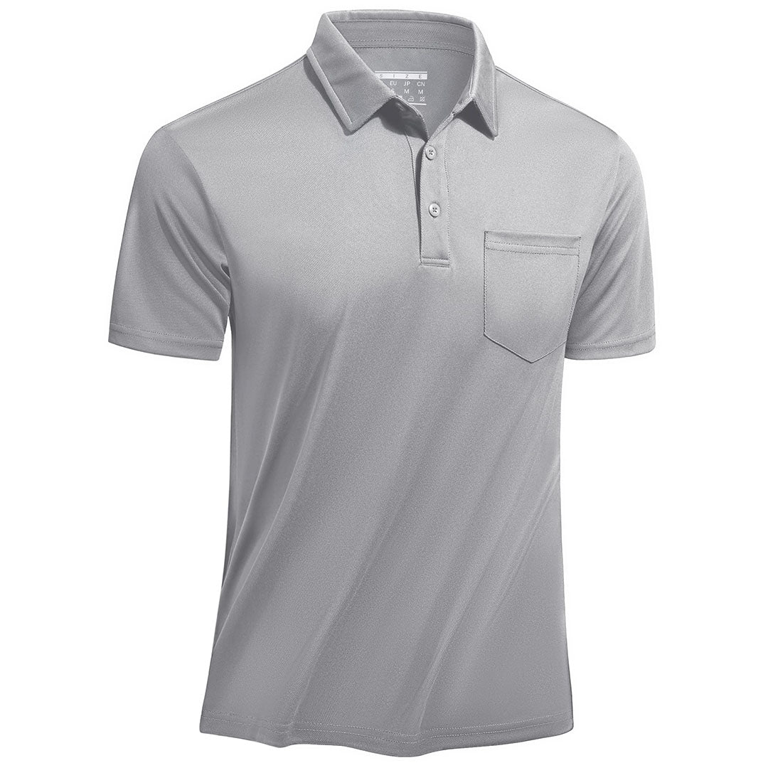 TACVASEN Light Grey Men's Lightweight Hiking Fishing Polo Shirts