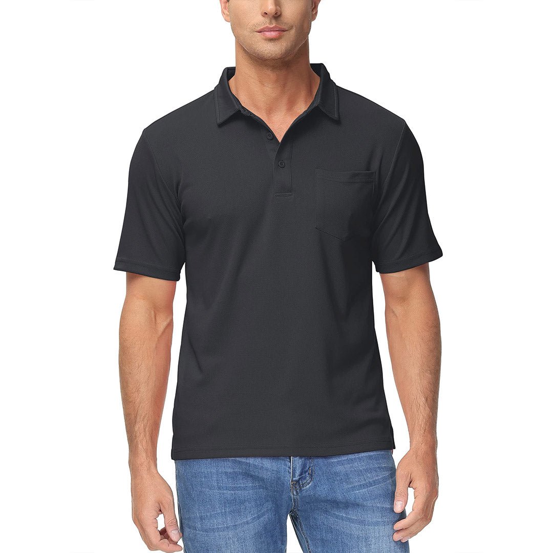 TACVASEN Dark Grey Men's Lightweight Hiking Fishing Polo Shirts