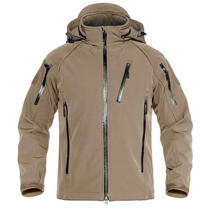 TACVASEN Khaki Men's Jacket Water Resistant Windproof Tactical Coats