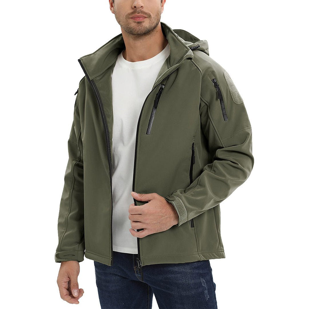 TACVASEN Wandeljas Heren Waterdicht Outdoorjas Winddicht Licht Softshelljas Overgangsjas Functiejas Softshell Herfstjas Kap Kampeerjas Legergroen, M