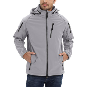 TACVASEN Light Grey Men's Jacket Water Resistant Windproof Tactical Coats