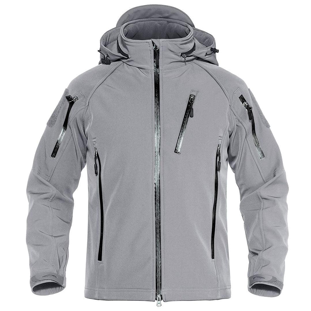 TACVASEN Light Grey Men's Jacket Water Resistant Windproof Tactical Coats