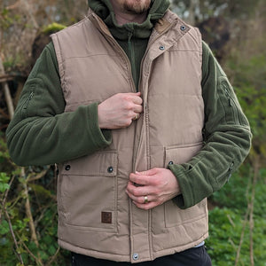 TACVASEN Khaki Men's Outerwear Vests with Fleece Liner Hiking Jacket